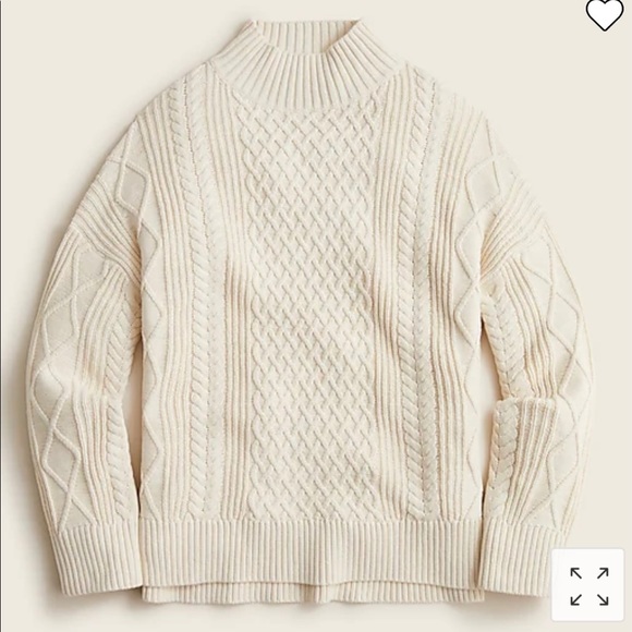 J Crew Long Cotton Cable Knit Mockneck Sweater Style BD709 - Picture 15 of 16